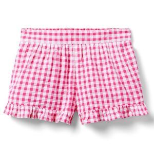 Janie & Jack Pink Melon Gingham Ruffle Shorts 100% Cotton Seersucker, Girls 5